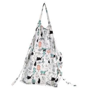 Nicole Miller Home Cat Print Kitchen Apron, 100% Cotton Tie Waist Large Pocket